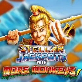 Stellar Jackpots with More Monkeys slot logo by Lightning Box Game at Leon Casino